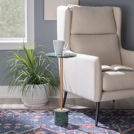 Linon Home Decor Kendall Glam Marble Drink Table Brown/Green