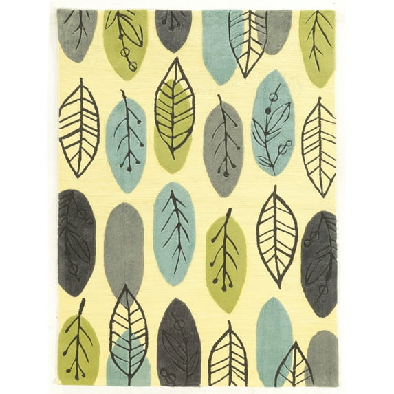 Linon Home Decor Le Soleil Area Rug Collection, Blue and Green, 5' x 7'