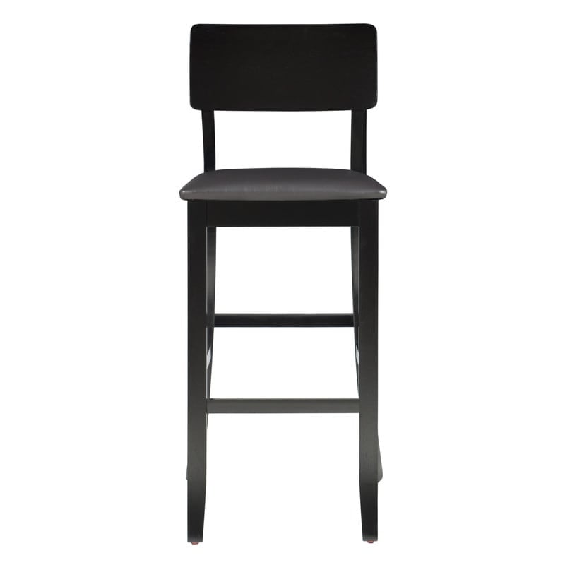 Torino 31" Solid Back Black Wood and Faux Leather Barstool