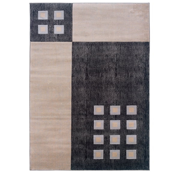 Linon Home Decor Milan Area Rug Collection, Black and Garnet, 1.1' x 2.1'