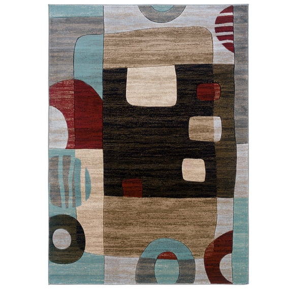 Linon Home Decor Milan Area Rug Collection, Brown and Turquoise, 1.1' x 2.1'