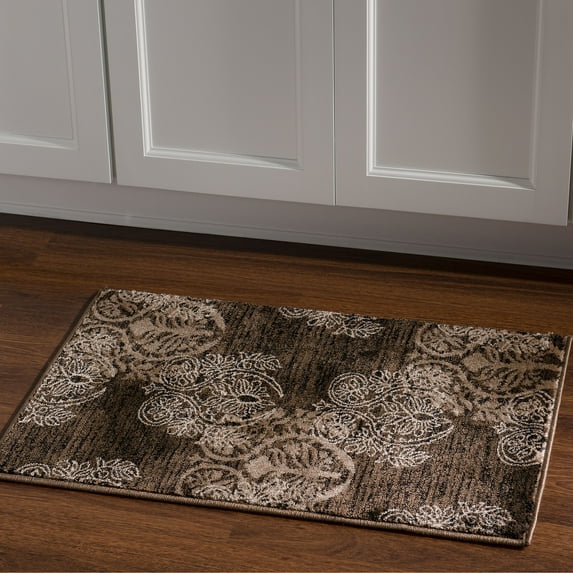Linon Home Decor Milan Area Rug Collection, Ivory and Brown, 1.1' x 2.1'