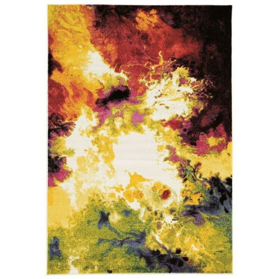 Linon Home Decor Millennium Ivory Multi Rug Collection 5' x 7'6" 5' x 8' Indoor Orange,Green,Red Shabby Chic,Modern & Contemporary,Bohemian & Eclectic