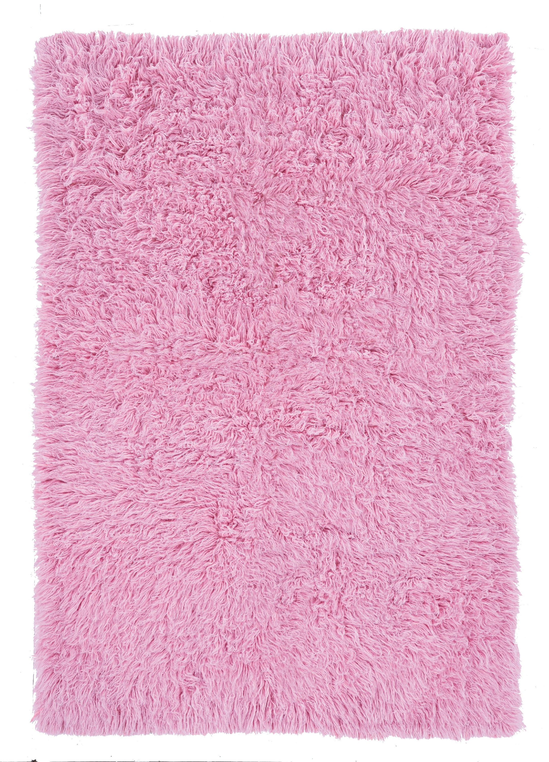 Handmade Pastel Pink Wool Rectangular Area Rug