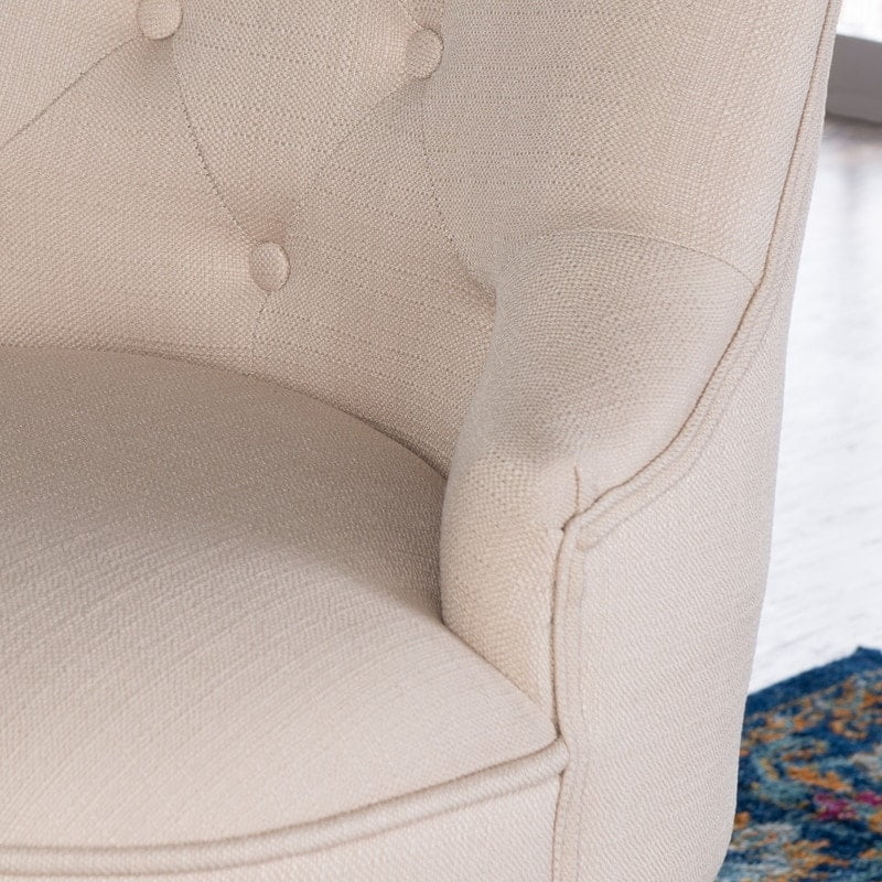 Beige High Back Swivel Fabric Task Chair with Tufted Detailing