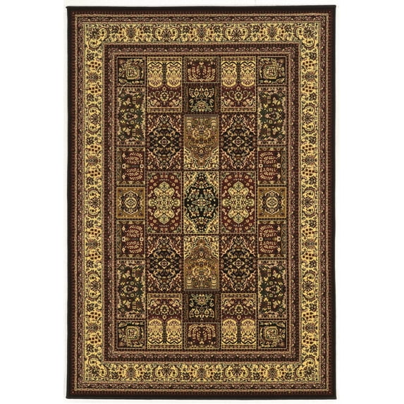 Linon Home Decor Persian Treasures Area Rug Collection, Cream and Black, 2.3' x 16'