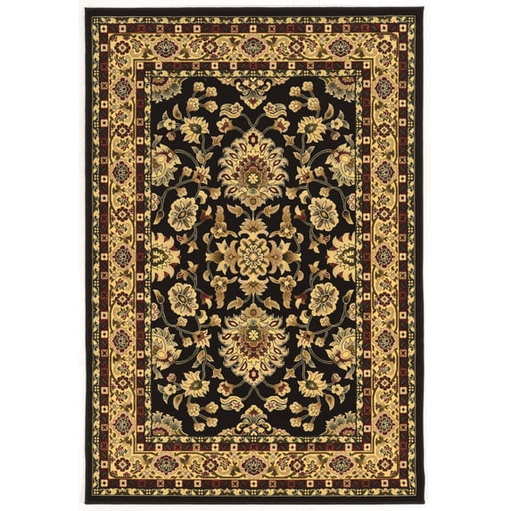 Linon Home Decor Persian Treasures Area Rug Collection, Cream and Black, 8' x 10'