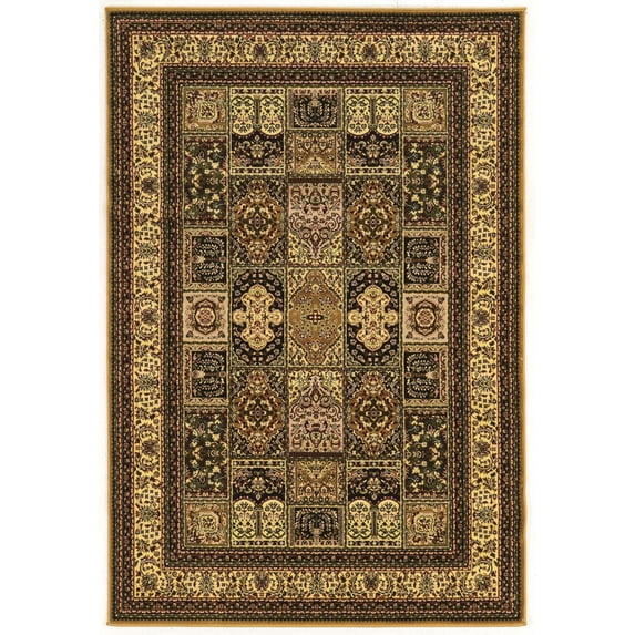 Linon Home Decor Persian Treasures Area Rug Collection, Cream and Black, 9' x 12'