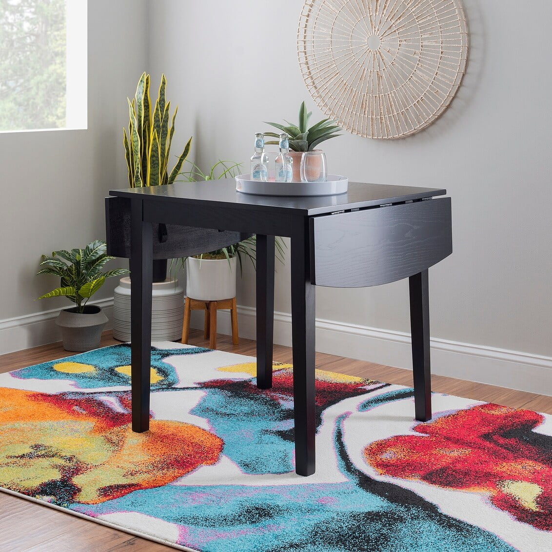 Black Solid Wood Extendable Farmhouse Dining Table