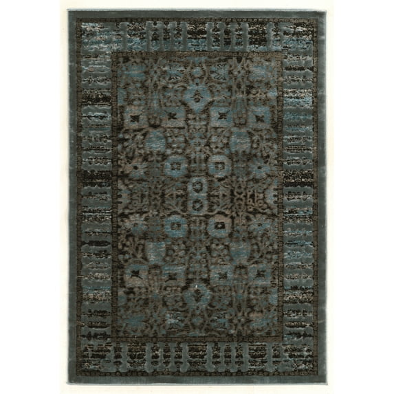 Linon Home Decor Platinum Area Rug Collection, Blue and Black, 5' x 7'6"