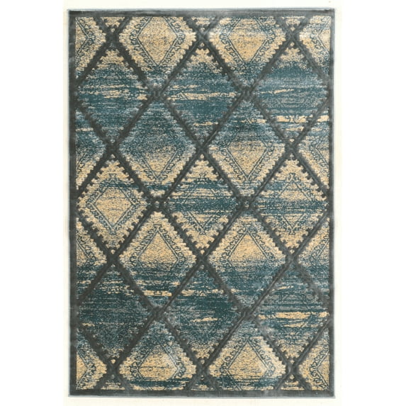Linon Home Decor Platinum Area Rug Collection, Blue and Cream, 8' x 11'