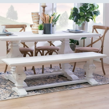 Linon Home Decor Quinlan Solid Wood Dining Bench White