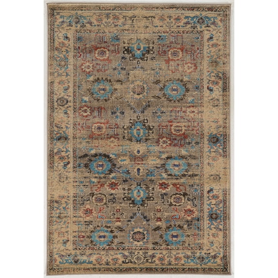 Linon Home Decor Serape Area Rug Collection, Beige and Turqouise, 8' x 10.6'