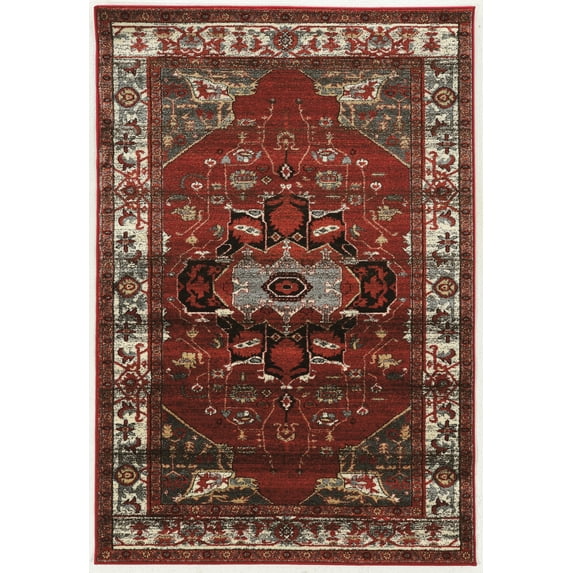 Linon Home Decor Serape Area Rug Collection, Red and Cream, 3' x 5'