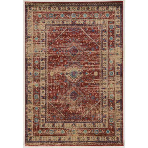 Linon Home Decor Serape Area Rug Collection, Red and Multicolor, 8' x 10.6'