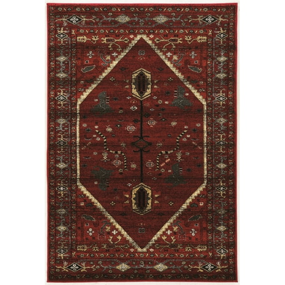 Linon Home Decor Serape Area Rug Collection, Red and Orange, 8' x 10.6'