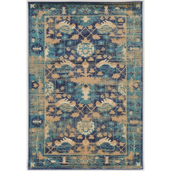 Linon Home Decor Serape Area Rug Collection, Turquoise and Ivory, 2' x 3'