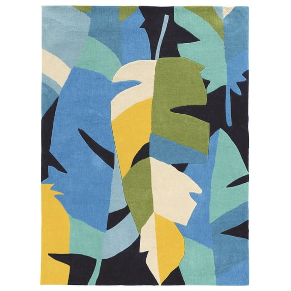Linon Home Decor Trio Area Rug Collection, Aqua and Ivory, 8' x 10'