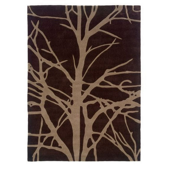 Linon Home Decor Trio Area Rug Collection, Chocolate and Blue, 8' x 10'