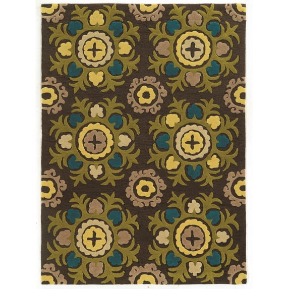 Linon Home Decor Trio Area Rug Collection, Chocolate and Multicolor, 1.83' x 2.83'