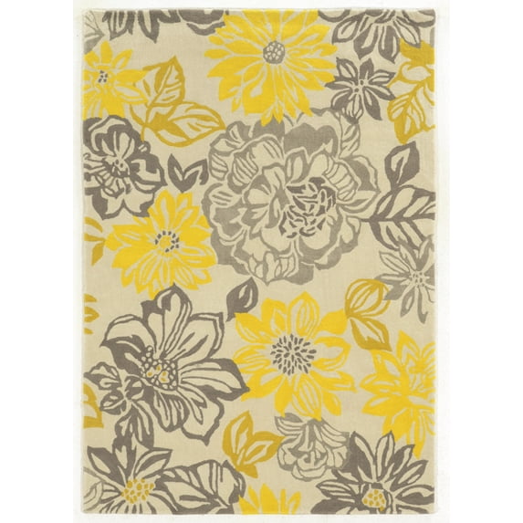 Linon Home Decor Trio Area Rug Collection, Gray and Yellow, 1.83' x 2.83'