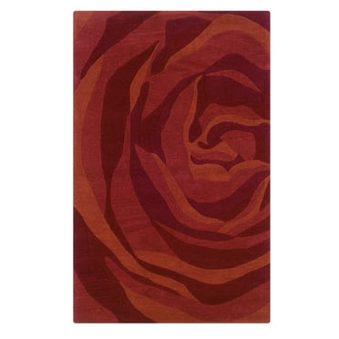 Linon Home Decor Trio Area Rug Collection, Green and Rust, 5' x 7'