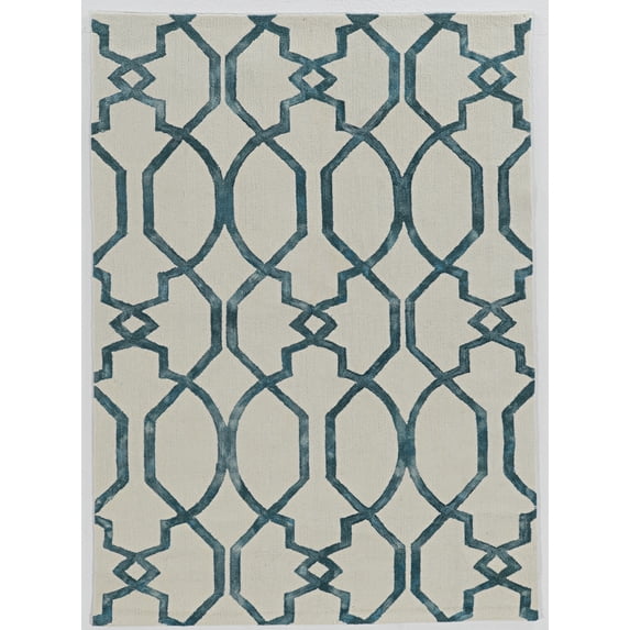 Linon Home Decor Trio Area Rug Collection, Ivory and Teal, 1'10" x 2'10"