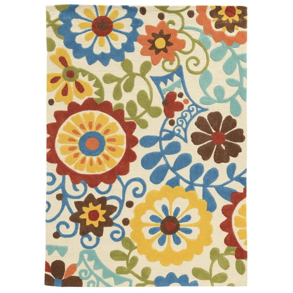 Linon Home Decor Trio Area Rug Collection, Navy and Blue, 8' x 10'
