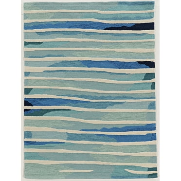 Linon Home Decor Trio Area Rug Collection, Navy and Ivory, 1.83' x 2.83'