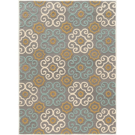 Linon Home Decor Trio Area Rug Collection, Yellow and Gray, 5' x 7'