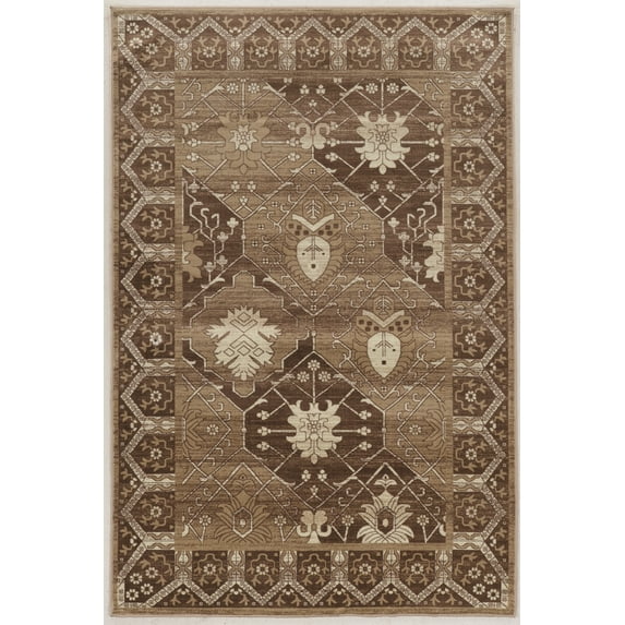 Linon Home Decor Vintage Area Rug or Runner Collection, Beige and Brown, 5' x 7.6'