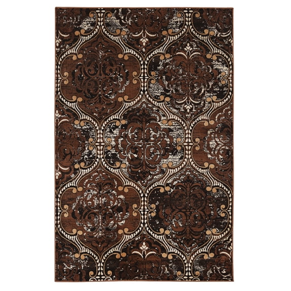 Linon Home Decor Vintage Area Rug or Runner Collection, Brown and Beige, 9' x 12'
