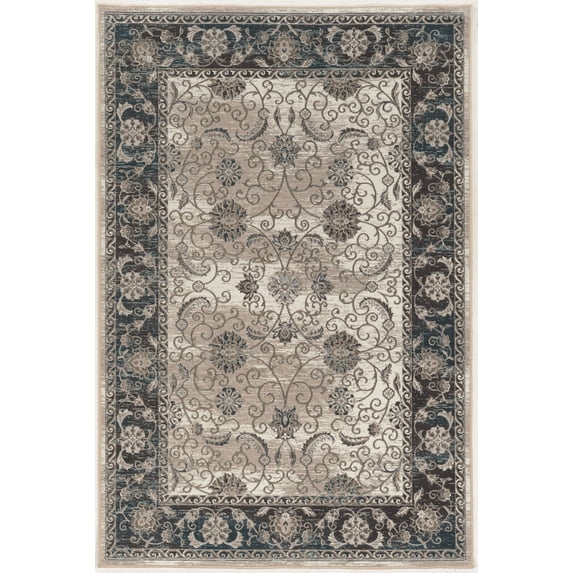 Linon Home Decor Vintage Area Rug or Runner Collection, Gray and Blue, 5' x 7.6'