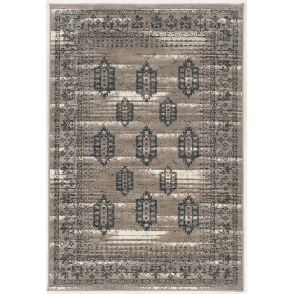 Linon Home Decor Vintage Area Rug or Runner Collection, Gray and Blue, 5' x 7.6'