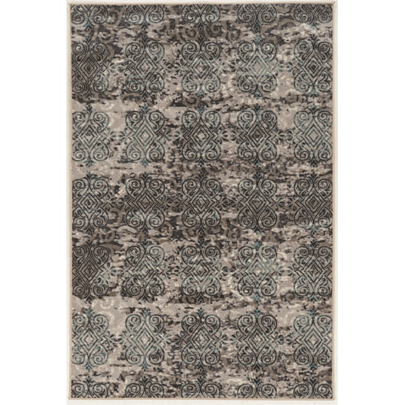 Linon Home Decor Vintage Area Rug or Runner Collection, Gray and Blue, 8' x 10'