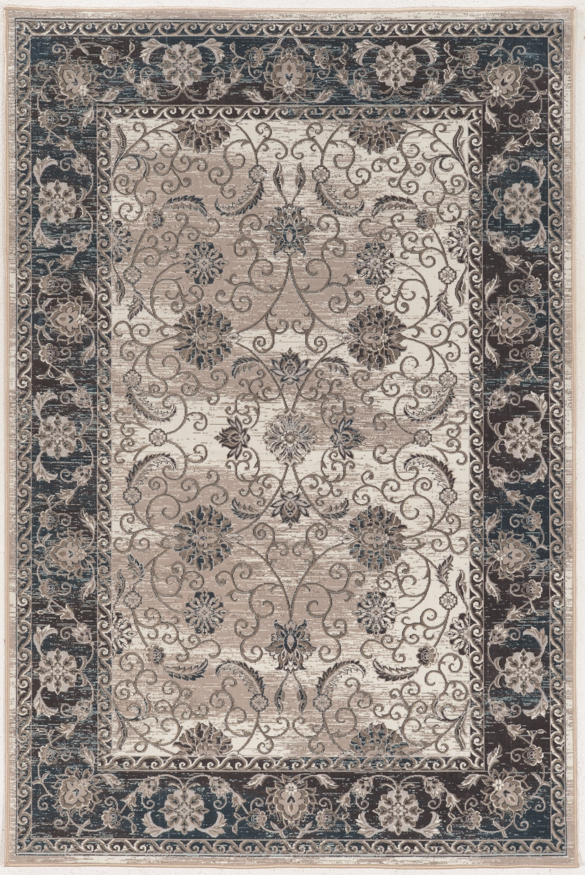 Linon Home Decor Vintage Area Rug or Runner Collection, Gray and Blue, 9' x 12'