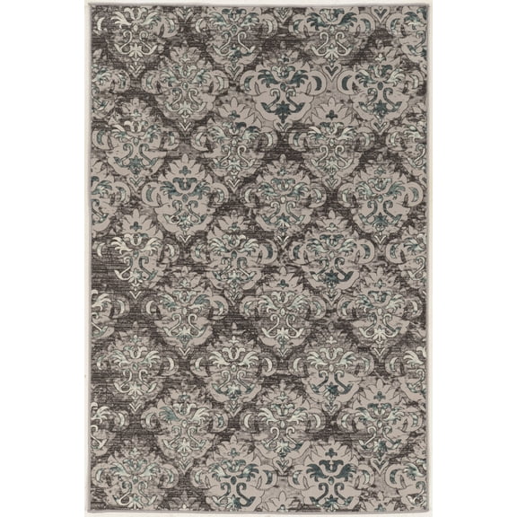 Linon Home Decor Vintage Area Rug or Runner Collection, Gray and Blue, 9' x 12'