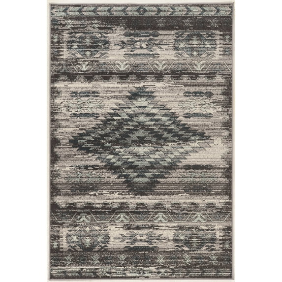 Linon Home Decor Vintage Area Rug or Runner Collection, Gray and Charcoal, 5' x 7.6'