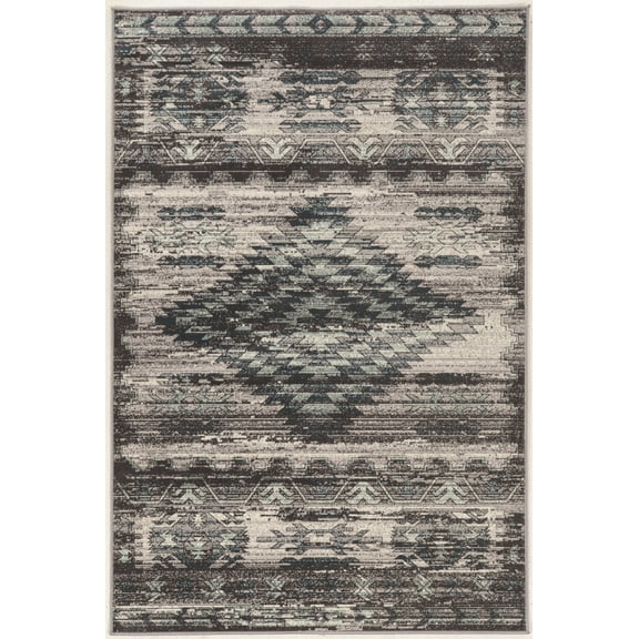 Linon Home Decor Vintage Area Rug or Runner Collection, Gray and Charcoal, 5' x 7.6'