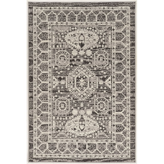 Linon Home Decor Vintage Area Rug or Runner Collection, Gray and Charcoal, 5' x 7.6'
