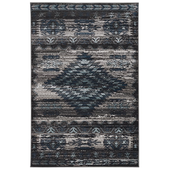 Linon Home Decor Vintage Area Rug or Runner Collection, Gray and Charcoal, 9' x 12'