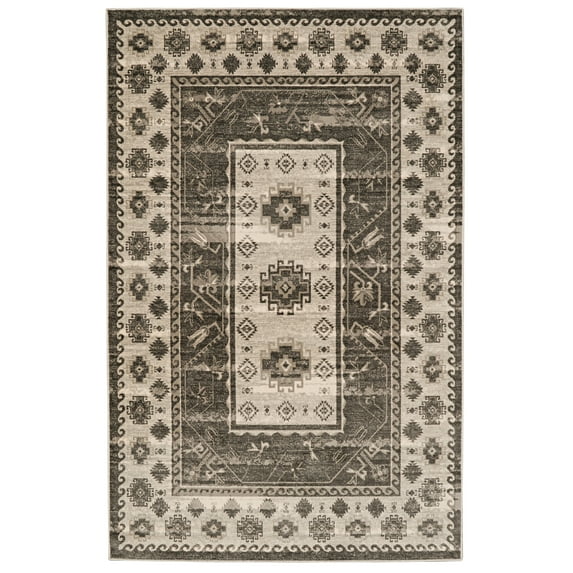 Linon Home Decor Vintage Collection Buharra Grey Rug 8' x 10' 8' x 10' Indoor, Handmade Living Room Traditional, Classic, Vintage