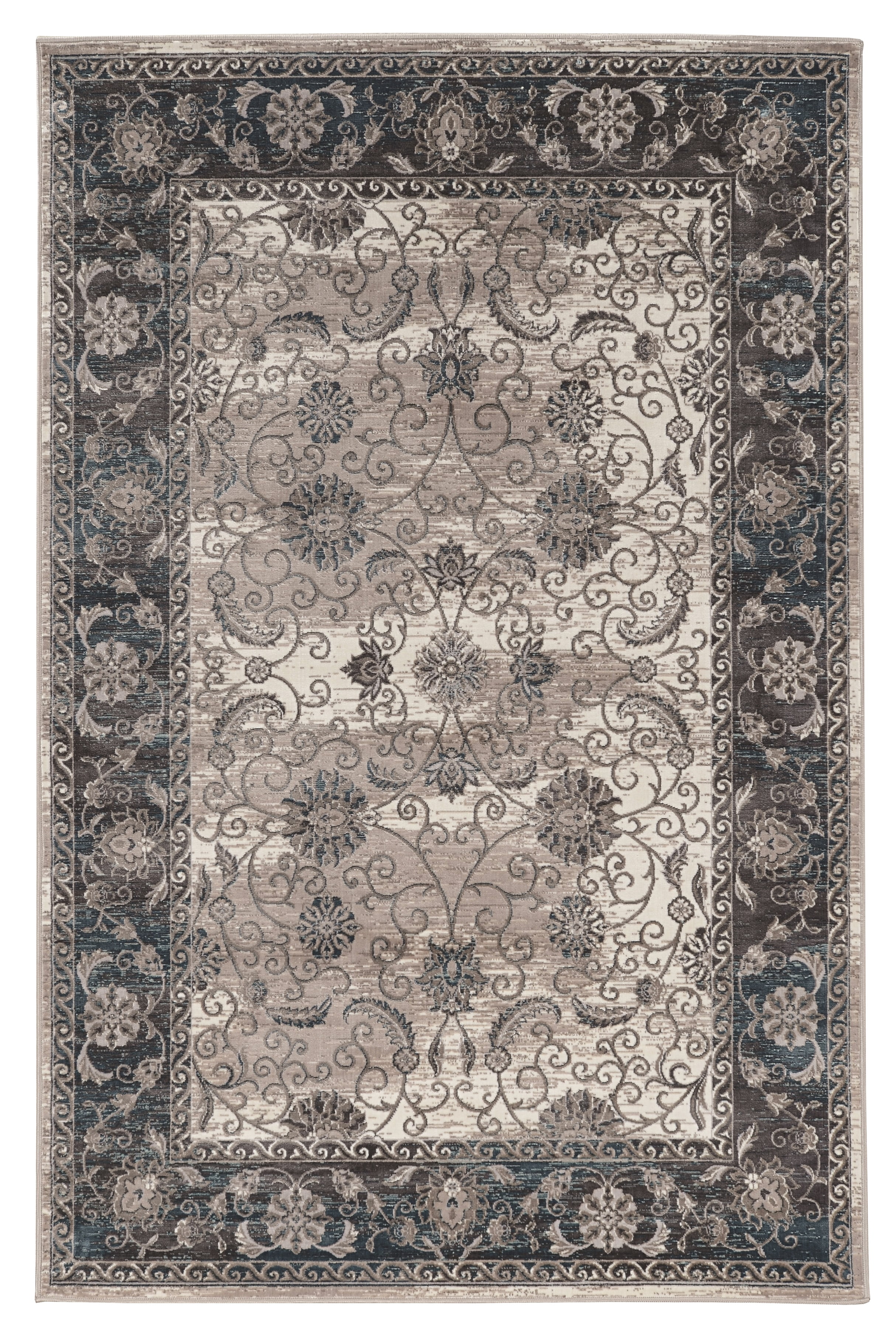 Linon Home DÃ©cor Vintage Area Rug or Runner Collection, Gray and Charcoal, 9' x 12'