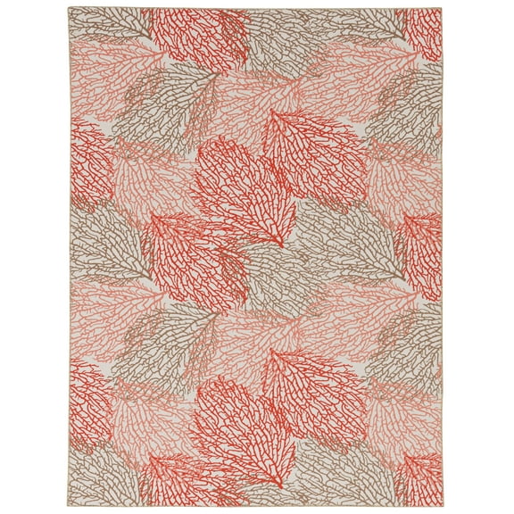 Linon Home Decor Washable Haylee Area Rug or Runner Collection, Ivory and Coral, 5' x 7'