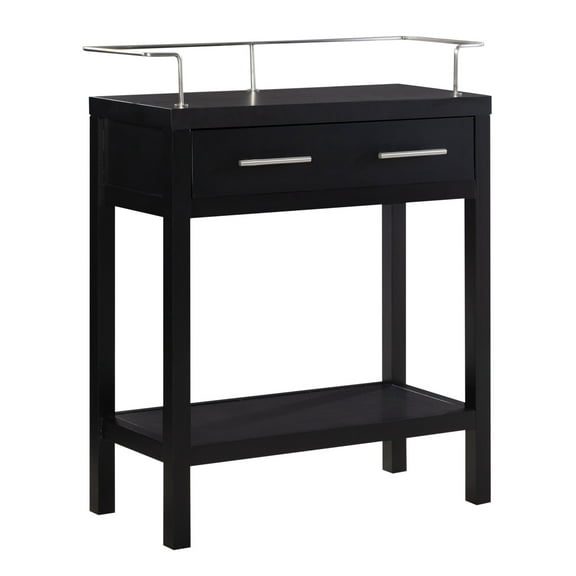 Linon Hoover Console, Black, 1 Drawer with Top and Bottom Shelf Storage