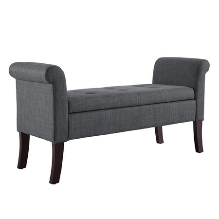 Linon Indie Tufted Storage Bench, Dark Espresso/Charcoal