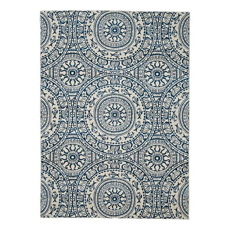 7'X9' Grey Machine Woven Uv Treated Geometric Indoor Outdoor Area Rug