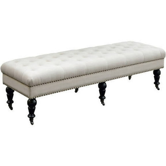 Linon Isabelle Linen Tufted Bench, Multiple Sizes and Colors
