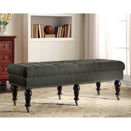 Linon Isabelle Linen Tufted Bench, Multiple Sizes and Colors