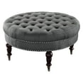 thumbnail image 1 of Linon Isabelle Linen Round Tufted Ottoman, Multiple Colors, 1 of 2